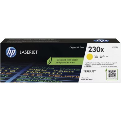 HP 230X Yellow Toner 5,500 pages for  HP Color LaserJet Pro 4203dn, HP Color LaserJet Pro 4203dw, HP LaserJet Pro MFP 4303dw, HP LaserJet Pro MFP 4303fdn, HP LaserJet Pro MFP 4303fdw