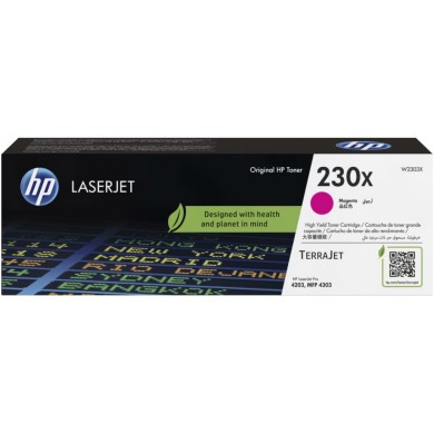 HP 230X Magenta Toner 5,500 pages for  HP Color LaserJet Pro 4203dn, HP Color LaserJet Pro 4203dw, HP LaserJet Pro MFP 4303dw, HP LaserJet Pro MFP 4303fdn, HP LaserJet Pro MFP 4303fdw