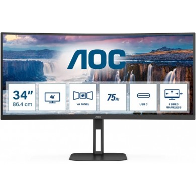 34.0&rdquo; Monitor AOC CU34V5C/BK/ Curved/ 1ms/ 21:9/ 4K/ Black
