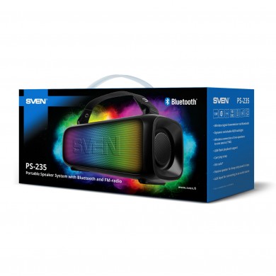 Boxa portabila SVEN PS-235, Black / 12W / Bluetooth / FM / USB / 1500mA*h