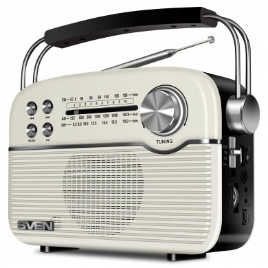 Boxa portabila SVEN SRP-500, White / 3W / Bluetooth / FM/AM/SW Radio / USB / microSD