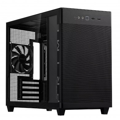 Carcasa ASUS  PRIME AP201 Tempered Glass/ noPSU / 1x120mm / mATX / Black