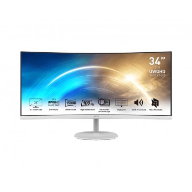 34.0&rdquo; Monitor MSI PRO MP341CQW/ Curved/ 4K/ 21:9/ 1ms/ 100Hz/ White