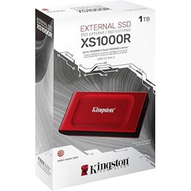 SSD External SSD Kingston XS1000 Red, 1TB, USB 3.2 Gen 2