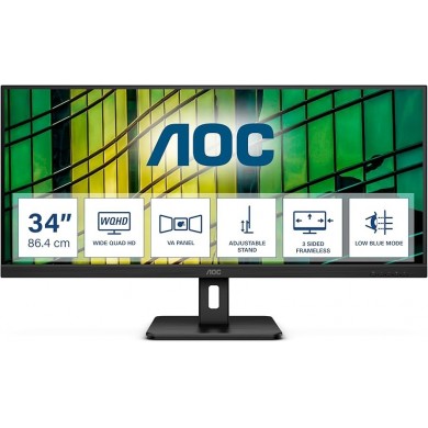 34.0&rdquo; Monitor AOC U34E2M / WQHD / 21:9 / 100Hz / Black