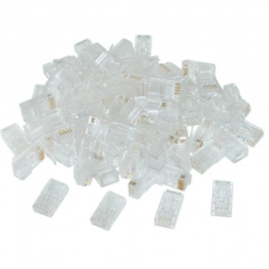 RJ45 Modular Plug LC-8P8C-002/100, Modular plug 8P8C for solid CAT6 LAN cable, 30u&rdquo; gold plated, 100 pcs/bag