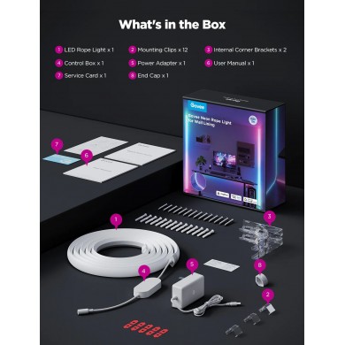 Lumina neon de tip franghie pentru captuseala peretilor GOVEE Neon Rope Light / 5m / Multicolor / Wi-Fi + BT Lumina neon de tip franghie pentru captuseala peretilor GOVEE Neon Rope Light / 5m / Multicolor / Wi-Fi + BT