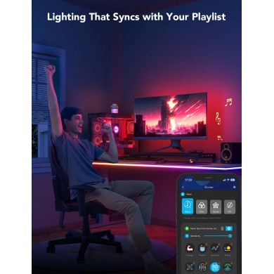 Lumina neon de tip franghie pentru masa GOVEE RGBIC LED / 3m / Multicolor / Wi-Fi / Bluetooth Lumina neon de tip franghie pentru masa GOVEE RGBIC LED / 3m / Multicolor / Wi-Fi / Bluetooth