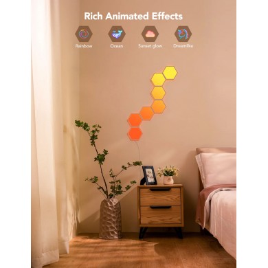 Panouri LED hexagonale GOVEE Glide Hexa Light Panels / 10 Pack / Wi-Fi + BT / Multicolor