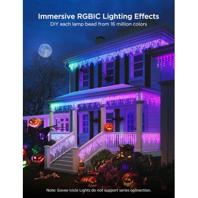 Luminite sub forma de turturi de exterior GOVEE RGBIC Icicle Ligths 10M