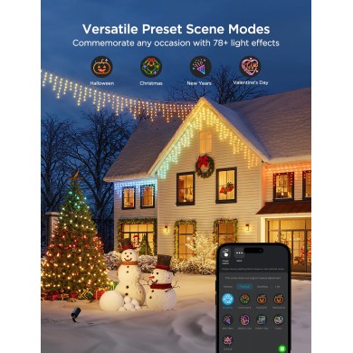 Luminite sub forma de turturi de exterior GOVEE RGBIC Icicle Ligths 10M