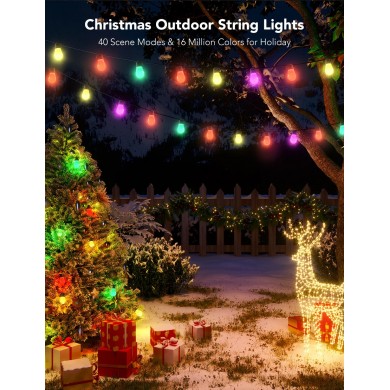 Banda LED de exterior GOVEE RGBIC Smart Outdoor String Lights 15m, 15 Light Bulbs