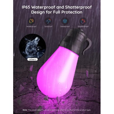 Banda LED de exterior GOVEE RGBIC Smart Outdoor String Lights 15m, 15 Light Bulbs