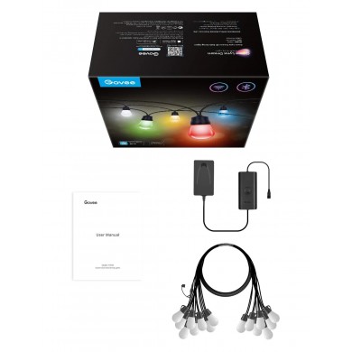 Banda LED de exterior GOVEE RGBIC Smart Outdoor String Lights 15m, 15 Light Bulbs