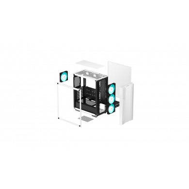 Carcasa DEEPCOOL CC560 WHITE V2/ w/oPSU / Side-Window / 4x120mm / ATX / White