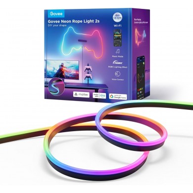 Lumina neon de tip franghie GOVEE Neon Rope Strip Ligth 2s / 4m / Multicolor / Wi-Fi + BT / Black