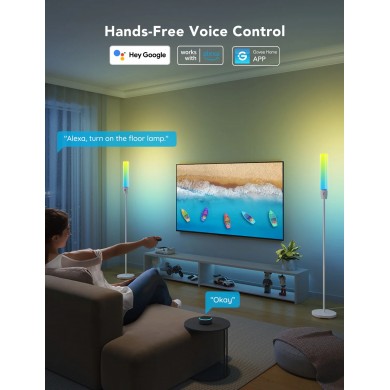 lampa de podea GOVEE RGBICW Cylinder Floor Lamp, Wi-Fi + BT, Multicolor + Extra White LEDs