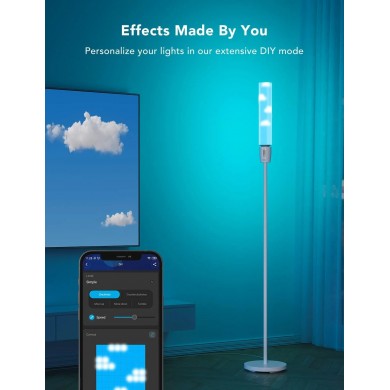 lampa de podea GOVEE RGBICW Cylinder Floor Lamp, Wi-Fi + BT, Multicolor + Extra White LEDs