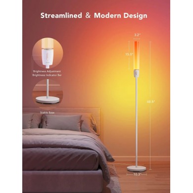 lampa de podea GOVEE RGBICW Cylinder Floor Lamp, Wi-Fi + BT, Multicolor + Extra White LEDs