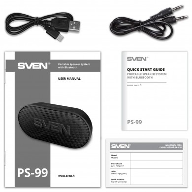 Boxa portabila SVEN PS-99, Black / 10W / Bluetooth / 1800mA*h