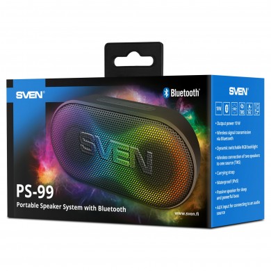 Boxa portabila SVEN PS-99, Black / 10W / Bluetooth / 1800mA*h