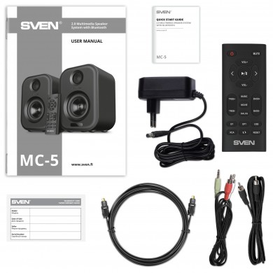 Boxe 2.0 SVEN MC-5 / 50W RMS, Bluetooth / USB / Grey
