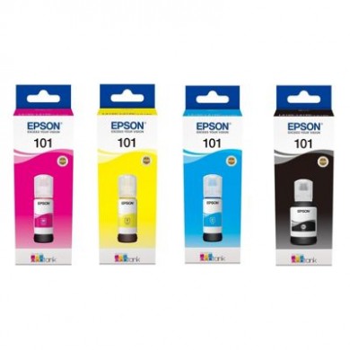 Epson 101 EcoTank 4-colour Multipack (C13T03V14A/.V24A/.V34A/.V44A) 337ml, for L4150/  L4160/ L6160/ L6170/ L6190/ L14150/ L4150/ L4160/ L4167/ L4260/ L4266/ L6160/ L6170/ L6190/ L6270/ L6290