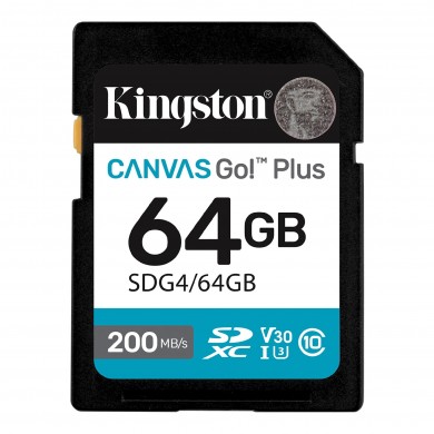 Card de memorie SD 64GB Kingston Canvas Go! Plus G4, 200/160MB/s