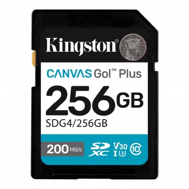 Card de memorie SD 256GB Kingston Canvas Go! Plus G4, 200/160MB/s