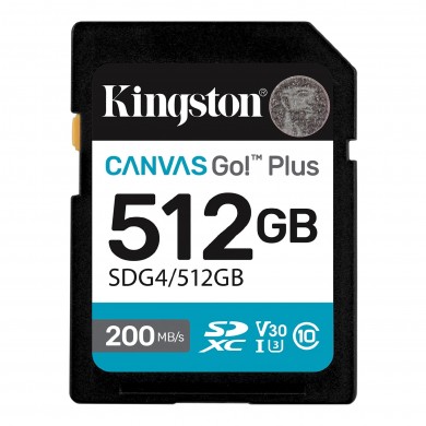 Card de memorie SD 512GB Kingston Canvas Go! Plus G4, 200/160MB/s