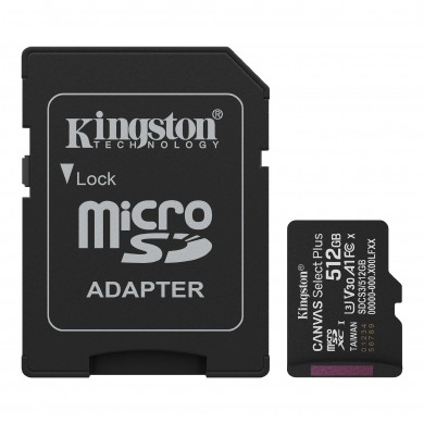 Card de memorie microSD  512GB Kingston Canvas Select Plus, 150MB/s + SD adapter